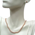 Pink Freshwater Pearl Necklace and Earrings Set