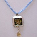 Blue Quartz and Flower Pendant Necklace (USA)