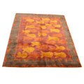 Tibetan Fish Design Burgundy/ Grey Rug (6' x 9')
