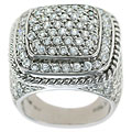 Charles Winston Pave CZ Square Silver Ring