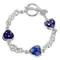 Sterling Silver Denim Murrano Heart Bracelet