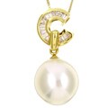 18k Gold White South Sea Pearl and 1/4ct TDW Diamond Necklace (12.2 mm)