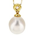 18k Gold South Sea Pearl and Diamond Necklace (12.5 mm)