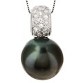 18k Gold Black South Sea Pearl and 3/8ct TDW Diamond Necklace (13.8 mm)