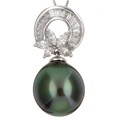 18k Gold Black South Sea Pearl and 3/4ct TDW Diamond Necklace (12 mm W)