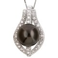 18k Gold Black South Sea Pearl and 2/5ct TDW Diamond Necklace (11.4 mm)
