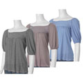 Freeway Striped Short Sleeve Empire Top