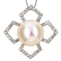 18k Gold White South Sea Pearl and 1/2ct TDW Diamond Necklace (I, SI) (11.5 mm)