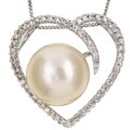 18k Gold White South Sea Pearl and 1/3ct TDW Diamond Necklace (11 mm)