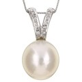 18k Gold South Sea Pearl, 1/10ct TDW Diamond Necklace (13 mm)