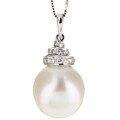 18k Gold White South Sea Pearl and 1/10ct TDW Diamond Necklace (12.75 mm)