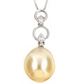14k Gold Golden Dyed South Sea Pearl and Diamond Necklace (8-9 mm)