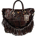 Prada Large Dark Brown Leather Patch Tote Bag