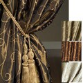 Embroidered Scroll Poly Taffeta Silk Curtain Panel (50 in. x 84 in.)