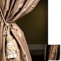 Embroidered Scroll 96L x 50W Poly/ Taffeta Silk Curtain Panel
