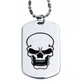 Pewter Skull Dog Tag Pendant Necklace
