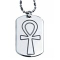 Pewter Ankh Dog Tag Pendant Necklace