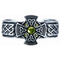 Pewter Green Crystal Celtic Shield Bangle Bracelet