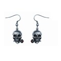 Pewter Skull with Ruby Rose Earrings