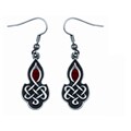 Pewter Red Crystal Celtic Love Knot Earrings