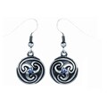 Pewter Blue Crystal Round Celtic Spiral Earrings