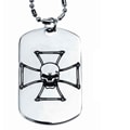Pewter Iron Cross and Skull Dog Tag Necklace