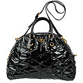 Prada Large Dark Green Patent Leather Bowler Handbag