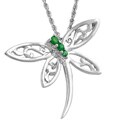 Sterling Silver Emerald Dragonfly Necklace
