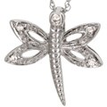 10k White Gold Dragonfly Diamond Accent Necklace