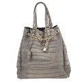YSL 'Overseas' Grey Croc Embossed Nubuck Tote Bag