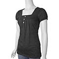 Self Esteem Women's 3-button Embroidered Peasant Top