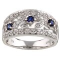 14k Gold Blue Sapphire and 1/4ct TDW Diamond Ring