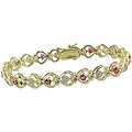 Goldplated Ruby and Diamond Accent Bracelet