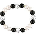 Sterling Silver Freshwater Pearl and Onyx Bracelet (9-10 mm)