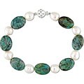 Sterling Silver FW Pearl and Turquoise Bracelet