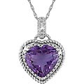10k Gold Amethyst and 1/6ct TDW Diamond Heart Necklace