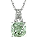 10k Gold Green Amethyst and Diamond Accent Necklace