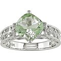 10k White Gold Green Amethyst and Diamond Ring (HIJ, I1-I2)