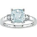 10k White Gold Aquamarine and Diamond Ring (HIJ, I1-I2)
