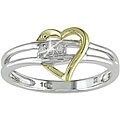 10k Two-tone Gold Diamond Heart Ring