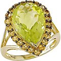 10k Gold Pear Shape Lemon Quartz and Citrine Ring