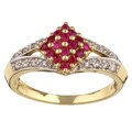 10k Gold Ruby and 1/10ct TDW Diamond Cluster Ring