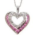 10k Gold Sapphire and 1/5ct TDW Diamond Heart Necklace