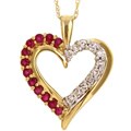 10k Gold Ruby and 1/6ct TDW Diamond Heart Necklace