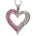 10k Gold Sapphire and 1/6ct TDW Diamond Heart Necklace