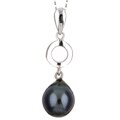 14k White Gold Black South Sea Pearl Necklace (8-9 mm)