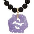 Black and Lavender Jade Double Dragon Necklace