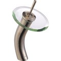 13 Inch High Glass Satin Nickel Waterfall Faucet