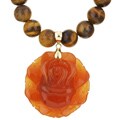 Red Flower Jade and Tiger's Eye Necklace