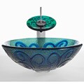 Kraus Gzhel Glass Sink and Waterfall Faucet